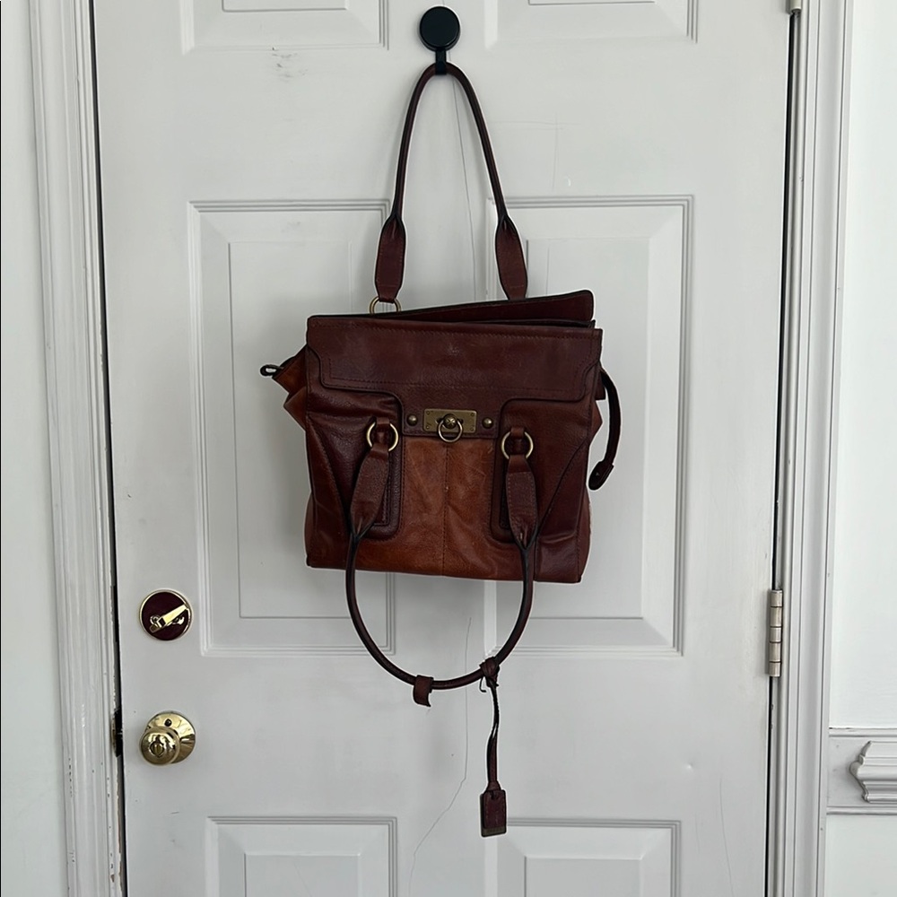 Elegant Brown Leather Tote Bag - Picture 1 of 4